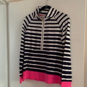 Lilly Pulitzer Navy and Pink Striped Turtleneck Sweater